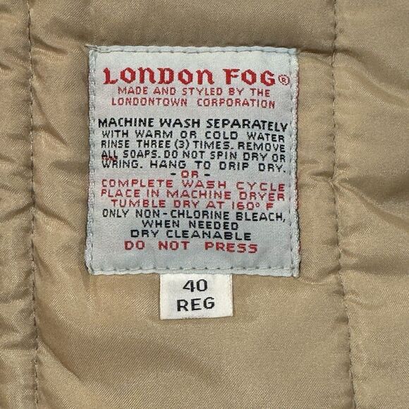 Vintage 1980s London Fog Parka 40R Big Ben Zipper Quilted Hooded Made in Korea - Picture 6 of 16